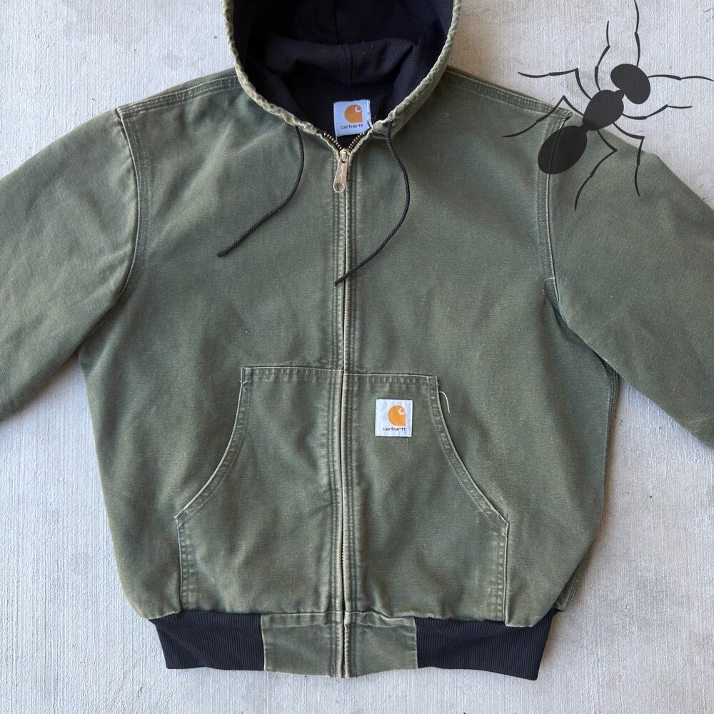 Vintage Carhartt green hooded active work wear jacket - Picture 3 of 8